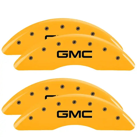 MGP 4 Caliper Covers Engraved Front & Rear GMC Yellow finish black ch