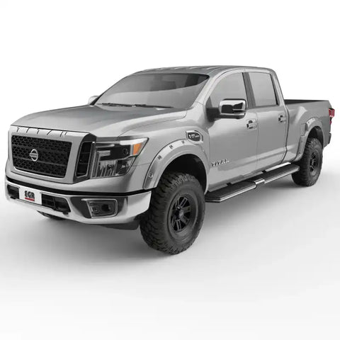 EGR 16+ Nissan Titan XD Bolt-On Look Color Match Fender Flares - Set Liquid Platinum Metallic