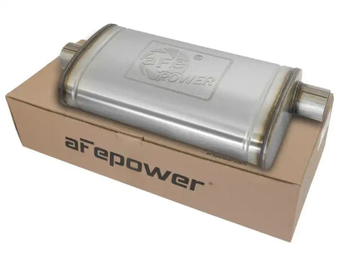 aFe 49M00016 MACHForce XP SS Muffler 3in Center Inlet / Offset Outlet 22in L x 11n W 6in H Body