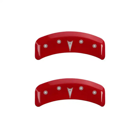 MGP 4 Caliper Covers Engraved Front Pontiac Engraved Rear Arrow Red finish silver ch