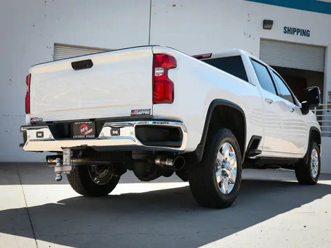 aFe 49-44126-B Large Bore-HD 4in 409SS DPF-Back Exhaust System w/Black Tip 20 GM Diesel Trucks V8-6.6L (td) L5P