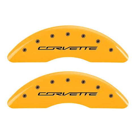 MGP 4 Caliper Covers Engraved Front Corvette C7 Engraved Rear Z51/2015 Yellow finish black ch
