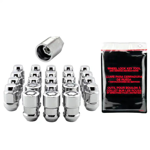 McGard Jeep Wrangler Install Kit (Cone / Bulge) 1/2-20 3/4 Hex (18 Lug Nuts 5 Locks) - Chrome
