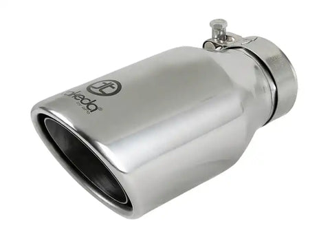 aFe 49T25404-P08 Takeda 304 Stainless Steel Clamp-On Exhaust Tip 2.5in. Inlet / 4in. Outlet 8in. L - Polished