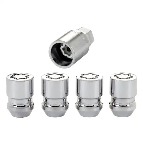 McGard Wheel Lock Nut Set - 4pk. (Cone Seat) 1/2-20 / 3/4 & 13/16 Dual Hex 1.28in. Length Chrome