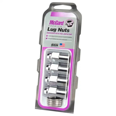 McGard Hex Lug Nut (Reg. Shank - .746in.) M12X1.25 / 13/16 1.65in. Length (4-Pack) Chrome