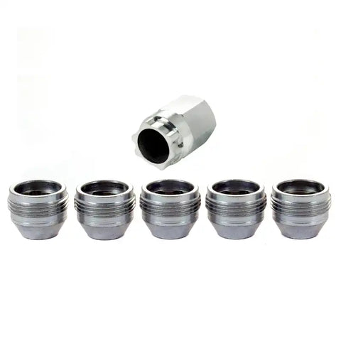McGard Wheel Lock Nut Set - 5pk. (Under Hub Cap / Cone Seat) M14X.5 22mm Hex .893in. L. Silver