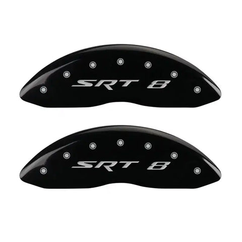 MGP 4 Caliper Covers Engraved Front & Rear SRT8 Black finish silver ch
