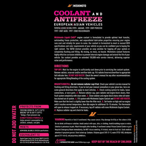 Liquid Chill EG Coolant, European/Asian Vehicles, Pink/Red
