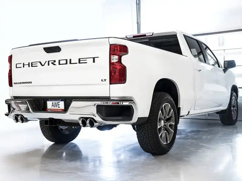 AWE Tuning 4th Gen GM 1500 5.3L 0FG Catback Split Rear Exit (w/ Bumper Cutouts) - Quad Chrome Tips