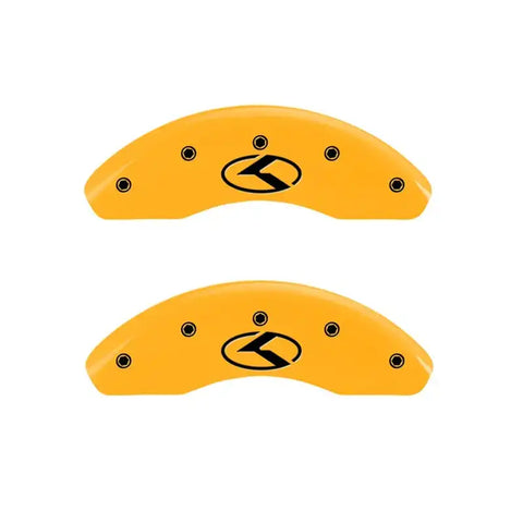 MGP 2 Caliper Covers Engraved Front Circle K/Kia Yellow Finish Black Char 2018 Kia Rio
