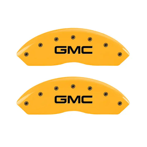 MGP 4 Caliper Covers Engraved Front & Rear GMC Yellow Finish Black Char 2019 GMC Arcadia