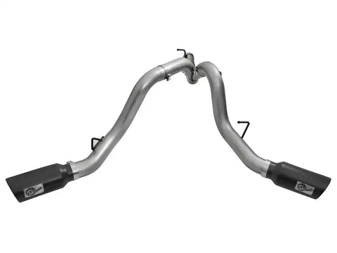 aFe 49-44080-B LARGE Bore HD 4in Dual DPF-Back SS Exhaust w/Black Tip 16-17 GM Diesel Truck V8-6.6L (td) LML