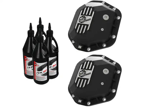 aFe 46-7111BB Power Pro Series Dana 44 Front & Rear Diff Cover Black w/ Mach Fins 97-18 Jeep Wrangler (TJ/JK)