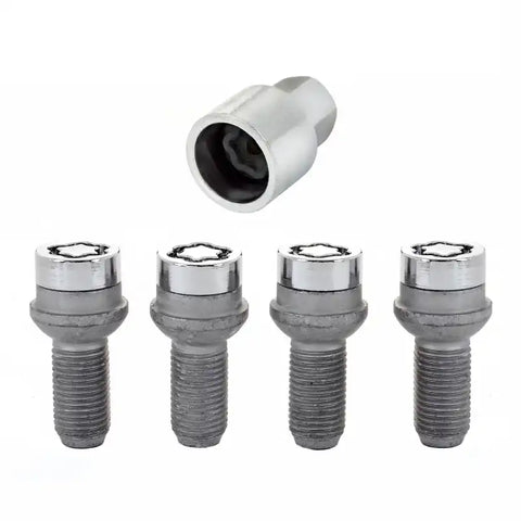 McGard Wheel Lock Bolt Set - 4pk. (Radius Seat) M14X1.5 / 17mm Hex 27.0mm Shank Length Chrome