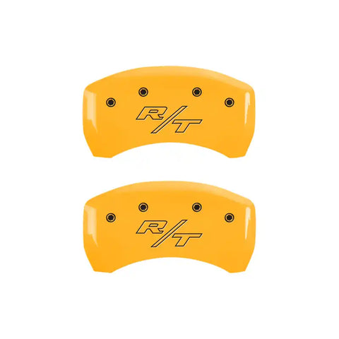 MGP 4 Caliper Covers Engraved Front & Rear Cursive/Challenger Black finish silver ch