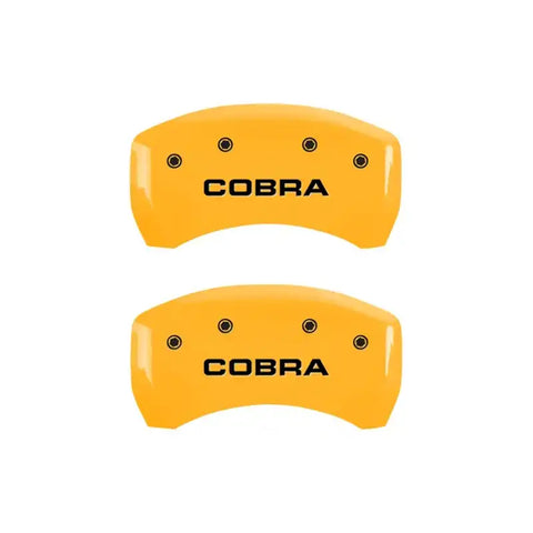 MGP Rear set 2 Caliper Covers Engraved Rear Cobra Yellow finish black ch