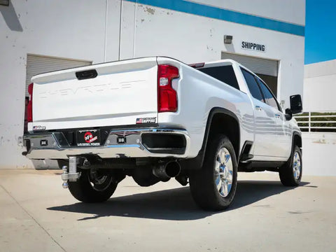 aFe 49-44125-B Large Bore-HD 5 IN 409 SS DPF-Back Exhaust System w/Black Tip 20-21 GM Truck V8-6.6L