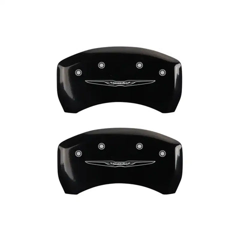 MGP 4 Caliper Covers Engraved Front & Rear Style 2/Chrysler Wing Black finish silver ch