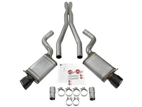 aFe 49-34063-B Mach Force-Xp 3in CB Stainless Steel Dual Exhaust System w/ Black Tips 09-15 Cadillac CTS-V
