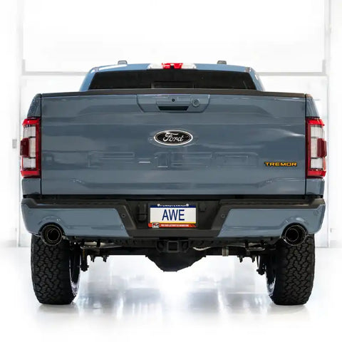 AWE Tuning 2021+ Ford F-150 Tremor (w/ Bumper Cutouts) 0FG Resonated Catback - Diamond Black Tips