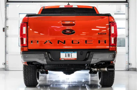 AWE Tuning 2019+ Ford Ranger 0FG Performance Exhaust System w/Diamond Black Tips & Rock Guard