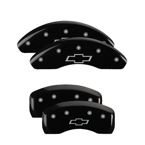 MGP 4 Caliper Covers Engraved Front & Rear Bowtie Black Finish Silver Char 2019 Chevrolet Equinox