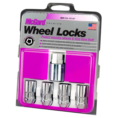 McGard Wheel Lock Nut Set - 4pk. (Cone Seat) 1/2-20 / 3/4 & 13/16 Dual Hex 1.66in. Length Chrome