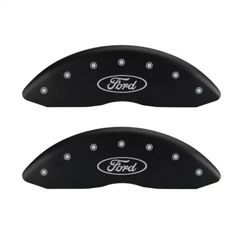 MGP 4 Caliper Covers Engraved Front & Rear Oval logo/Ford Red finish silver ch