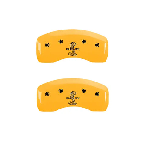 MGP 4 Caliper Covers Engraved Front Shelby Rear Snake Yellow Finish Black Char 2003 Ford Mustang