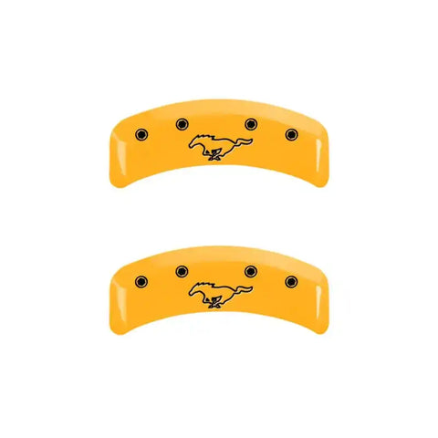 MGP 4 Caliper Covers Engraved Front Mustang Rear Pony Yellow Finish Black Char 2004 Ford Mustang