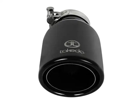 aFe 49T25404-B08 Takeda 304 Stainless Steel Clamp-On Exhaust Tip 2.5in.Inlet / 4in Outlet - Black