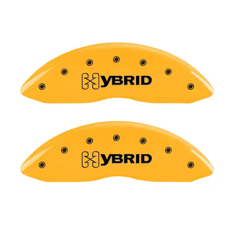 MGP 4 Caliper Covers Engraved F & R GM Style Yellow Finish Black Char 2005 Chevy Silverado 1500