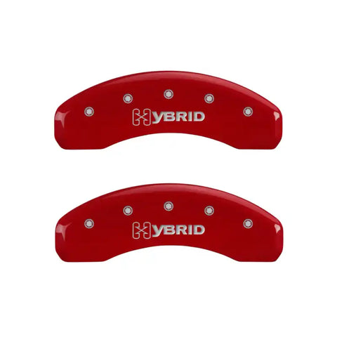 MGP 4 Caliper Covers Engraved Front & Rear GM Style/Hybrid Red finish silver ch