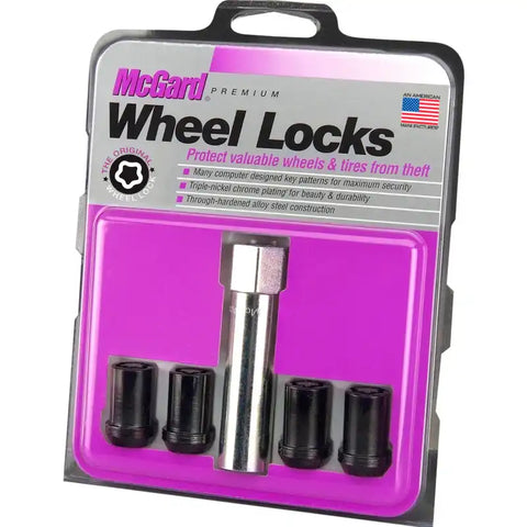 McGard Wheel Lock Nut Set - 4pk. (Tuner / Cone Seat) M12X1.5 13/16 Hex 1.24in. Length Black