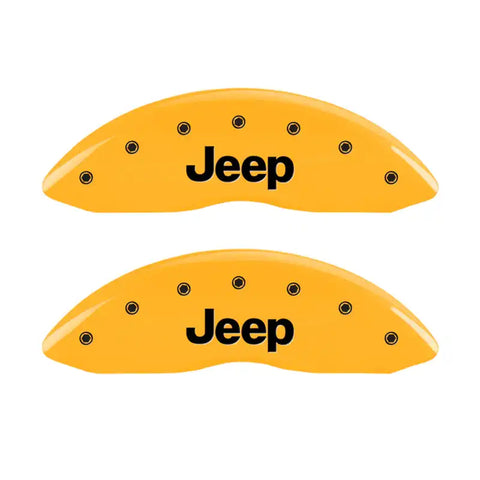 MGP 4 Caliper Covers Engraved Front & Rear Jeep Yellow Finish Black Char 1999 Jeep Grand Cherokee