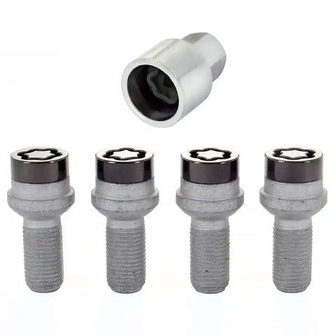 McGard Wheel Lock Bolt Set - 4pk. (Radius Seat) M14X1.5 / 17mm Hex 27.0mm Shank Length Black