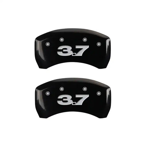 MGP 4 Caliper Covers Engraved Front Mustang Engraved Rear 37 Black finish silver ch