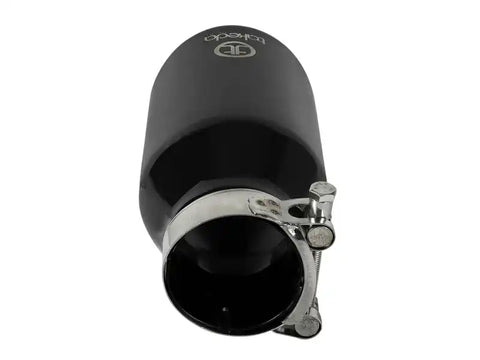 aFe 49T25404-B08 Takeda 304 Stainless Steel Clamp-On Exhaust Tip 2.5in.Inlet / 4in Outlet - Black