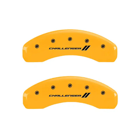 MGP 4 Caliper Covers Engraved Front & Rear With stripes/Challenger Yellow finish black ch