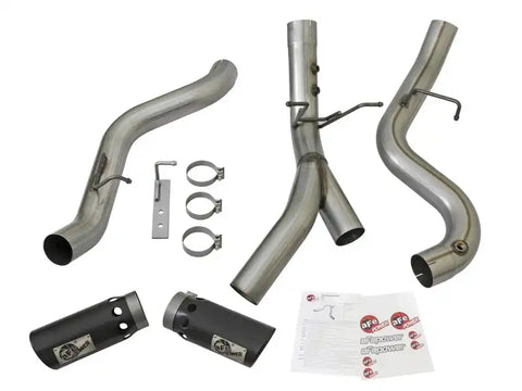 aFe 49-44086-B LARGE BORE-HD 4in 409-SS DPF-Back Exhaust w/Dual Black Tips 2017 GM Duramax V8-6.6L (td) L5P