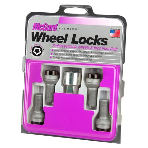 McGard Wheel Lock Bolt Set - 4pk. (Radius Seat) M14X1.5 / 17mm Hex 27.0mm Shank Length Black