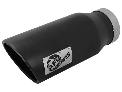 aFe 49T40602-B15 Diesel Exhaust Tip Bolt On Black 4in Inlet x 6in Outlet 15in - Left