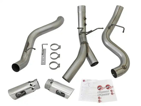 aFe 49-44086-P Large Bore-HD 4in 409-SS DPF-Back Exhaust w/Dual Polished Tips 2017 GM Duramax V8-6.6L (td) L5P