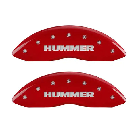 MGP 4 Caliper Covers Engraved Front & Rear Hummer Red finish silver ch
