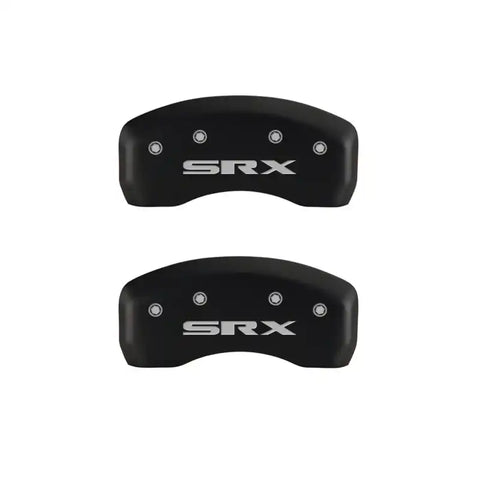 MGP 4 Caliper Covers Engraved Front Cursive/Cadillac Engraved Rear SRX Red finish silver ch