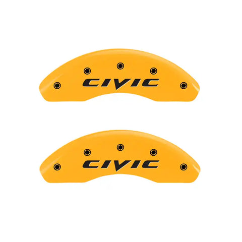 MGP 4 Caliper Covers Engraved Front & Rear Civic Yellow Finish Black Char 2003 Honda Civic