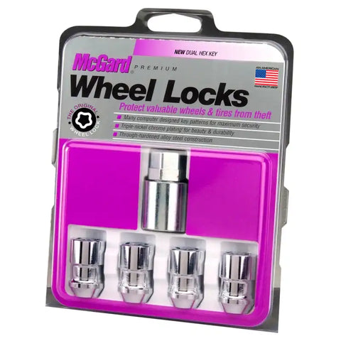 McGard Wheel Lock Nut Set - 4pk. (Cone Seat) M12X1.5 / 19mm & 21mm Dual Hex 1.46in. L Chrome