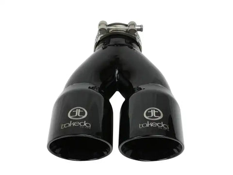 aFe 49T25364-B10 Takeda 2.5in 304 Stainless Steel Clamp-on Exhaust Tip Inlet 3in Dual Outlet - Black