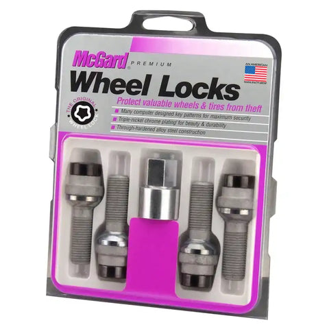 McGard Wheel Lock Bolt Set - 4pk. (Radius Seat) M14X1.5 / 19mm Hex 35.4mm Shank Length Black